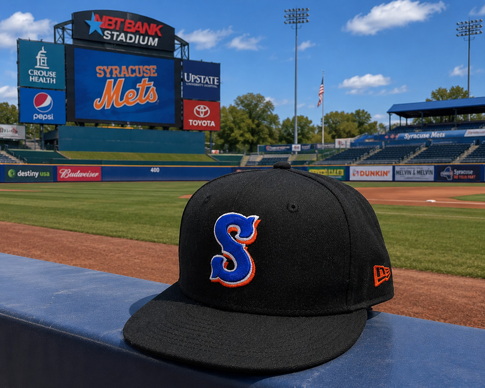 Syracuse Mets New Era 59FIFTY On-Field Alternate Fitted Hat 7 1/8 Black MiLB - Picture 1 of 8